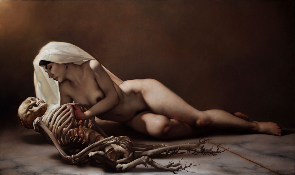 Roberto Ferri, Pietas, 2015, olio su tela, 100 x 170 cm. Courtesy Roberto Ferri