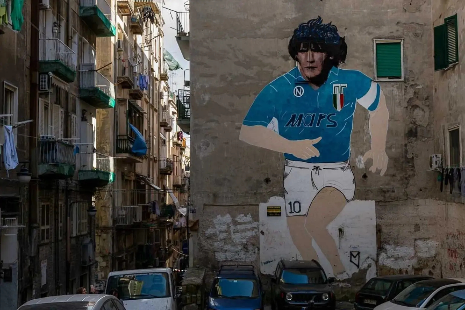 Murales di Maradona di Mario Filardi restaurato da Bosoletti, 2016