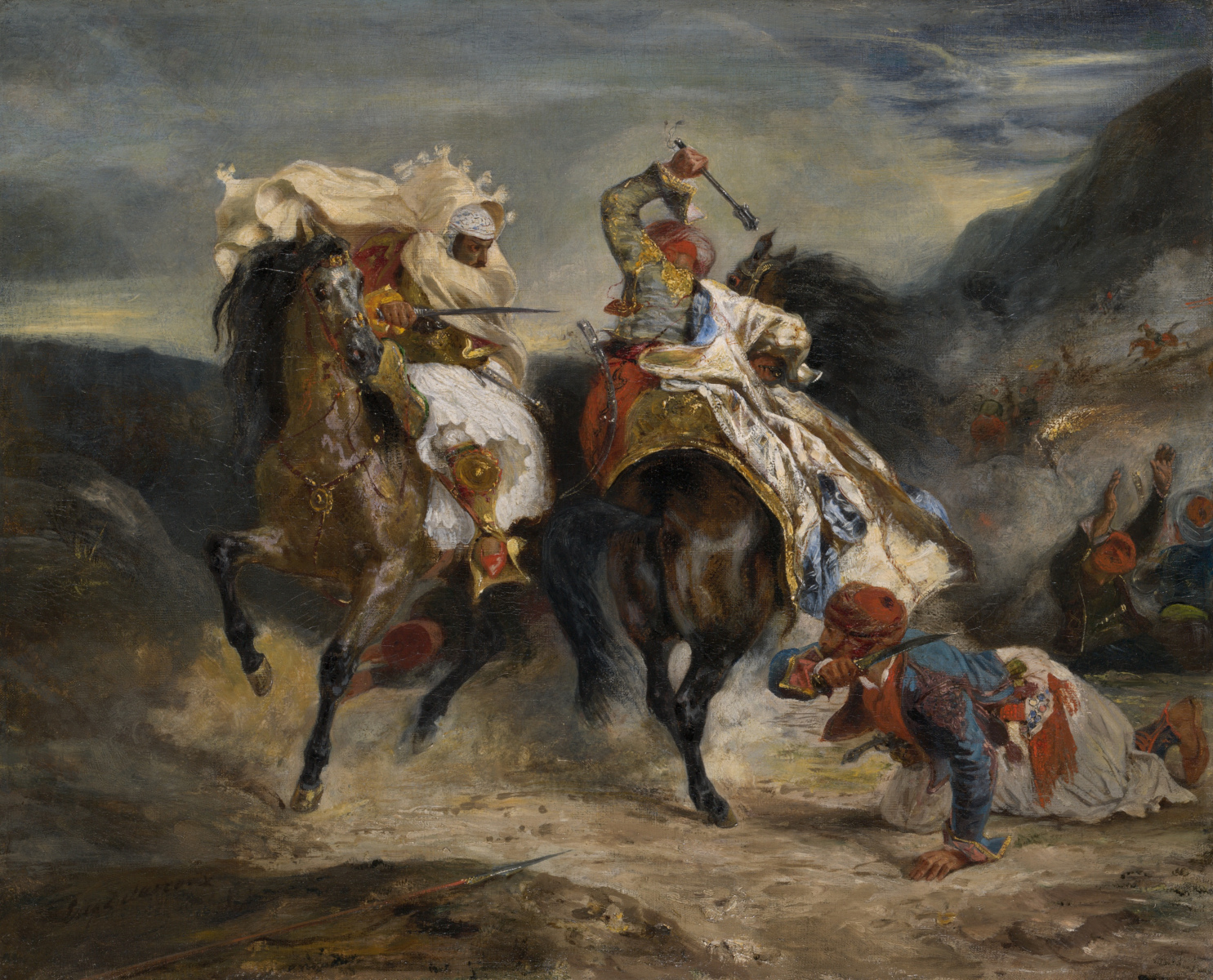 La battaglia di Giaurro e Hassan di Eugène Delacroix