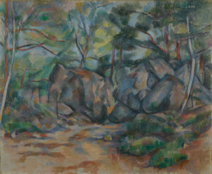 Bosco con rocce di Paul Cézanne