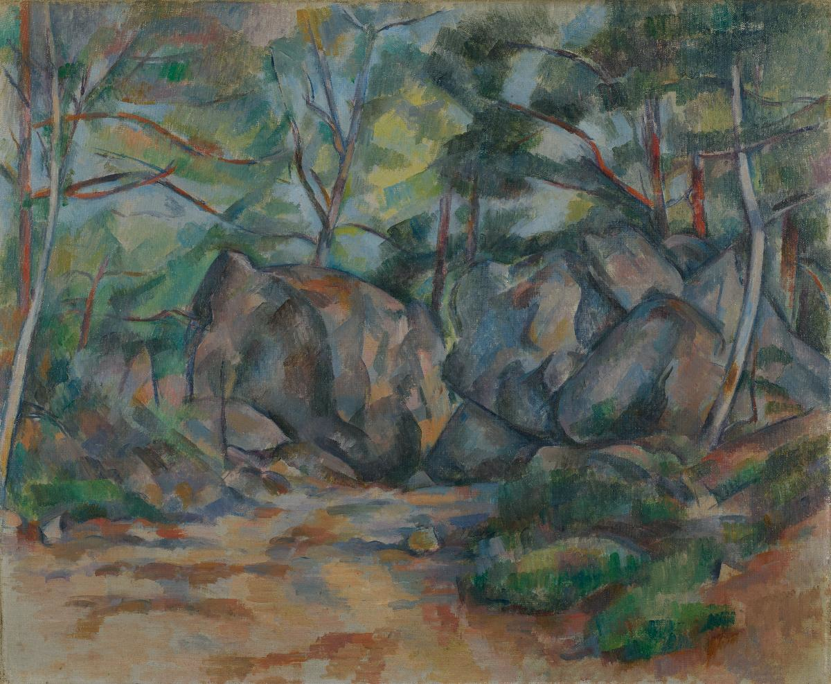 Bosco con rocce di Paul Cézanne